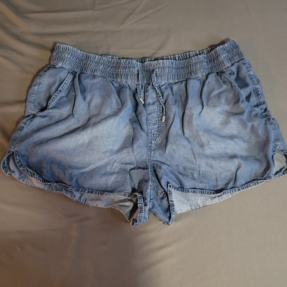 dc Jeans Shorts Womens 24 Blue Chambray High Elastic Waist Stretch Summer